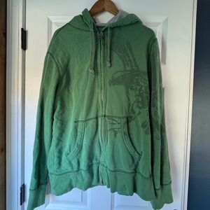 American Eagle Outfitters Green Fleece Zip-Up